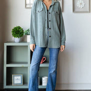 Ribbed Shacket w/Front Pockets