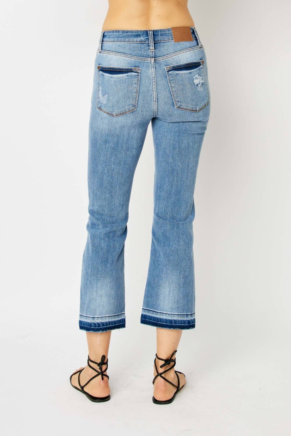 JUDY BLUE MidRise Release Hem Cropped Bootcut - PLUS