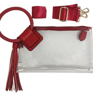 Clear Cuff Handle Tassel Wristlet Crossbody