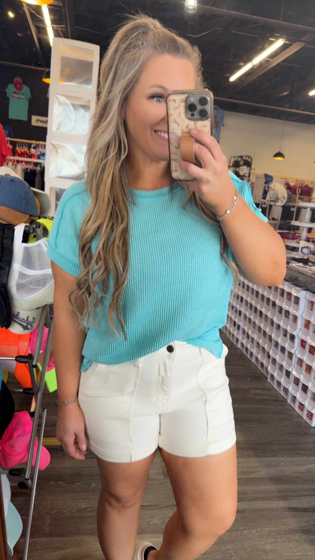 JUDY BLUE High Waisted Aurora Weekender Short Double Rolled Cuff
