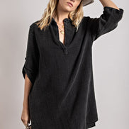 Henley Collared Shirt Dress