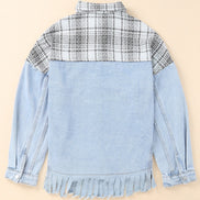 Plaid Patchwork Denim Jacket