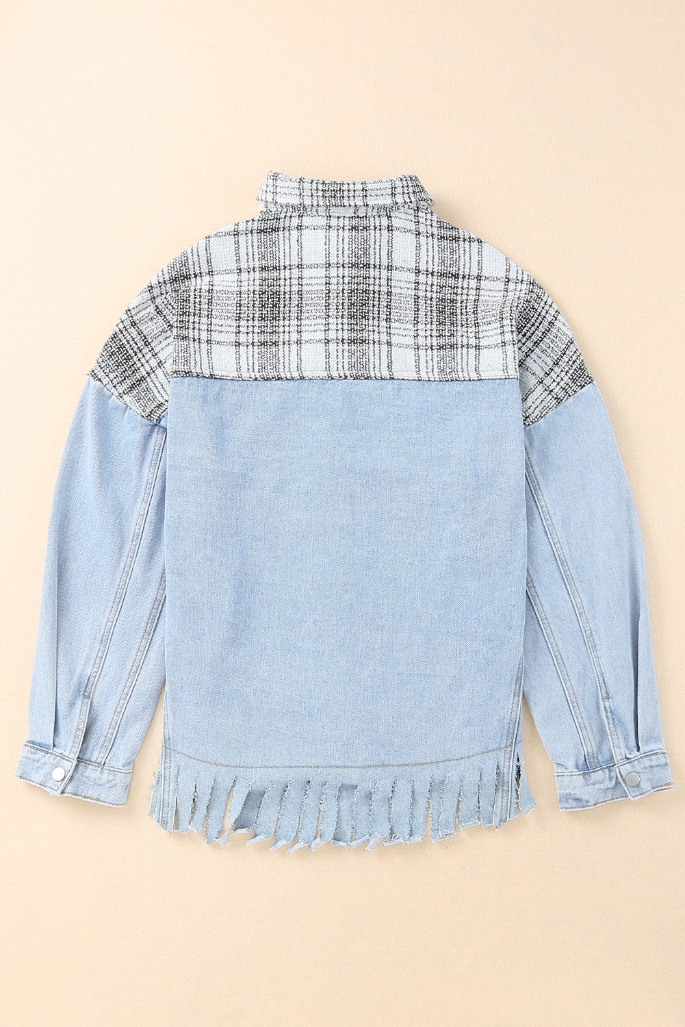 Plaid Patchwork Denim Jacket