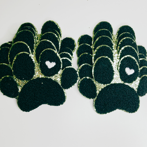 4" Paw Print with Embroidery heart detail - Chenille Patch