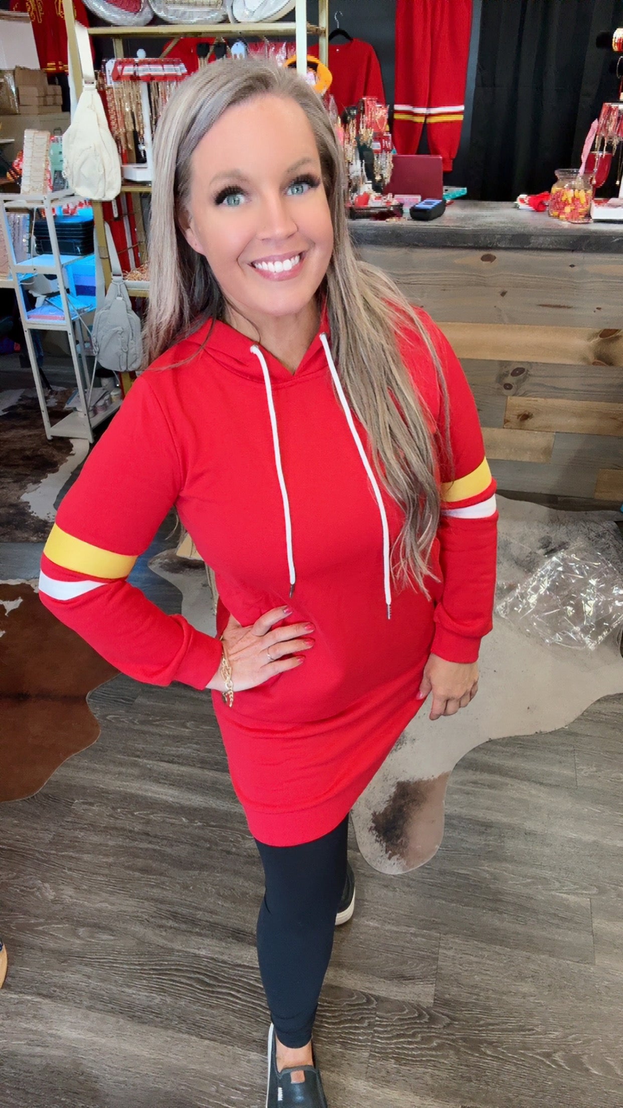 No Fumble Hooded Sweatshirt Dress