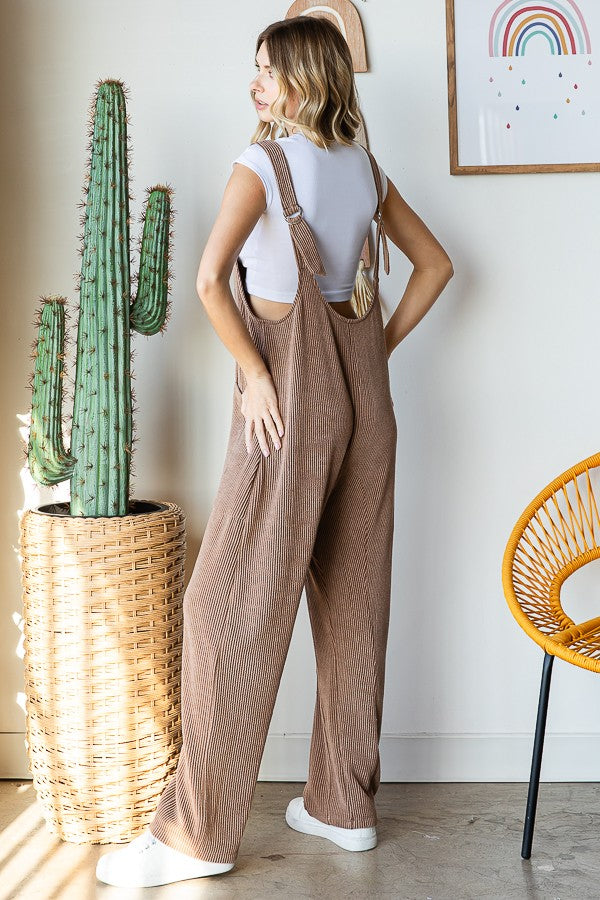 Ribbed Jumpsuit with Large Front Pockets