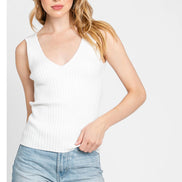 Ribbed V-Neck Sweater Tank