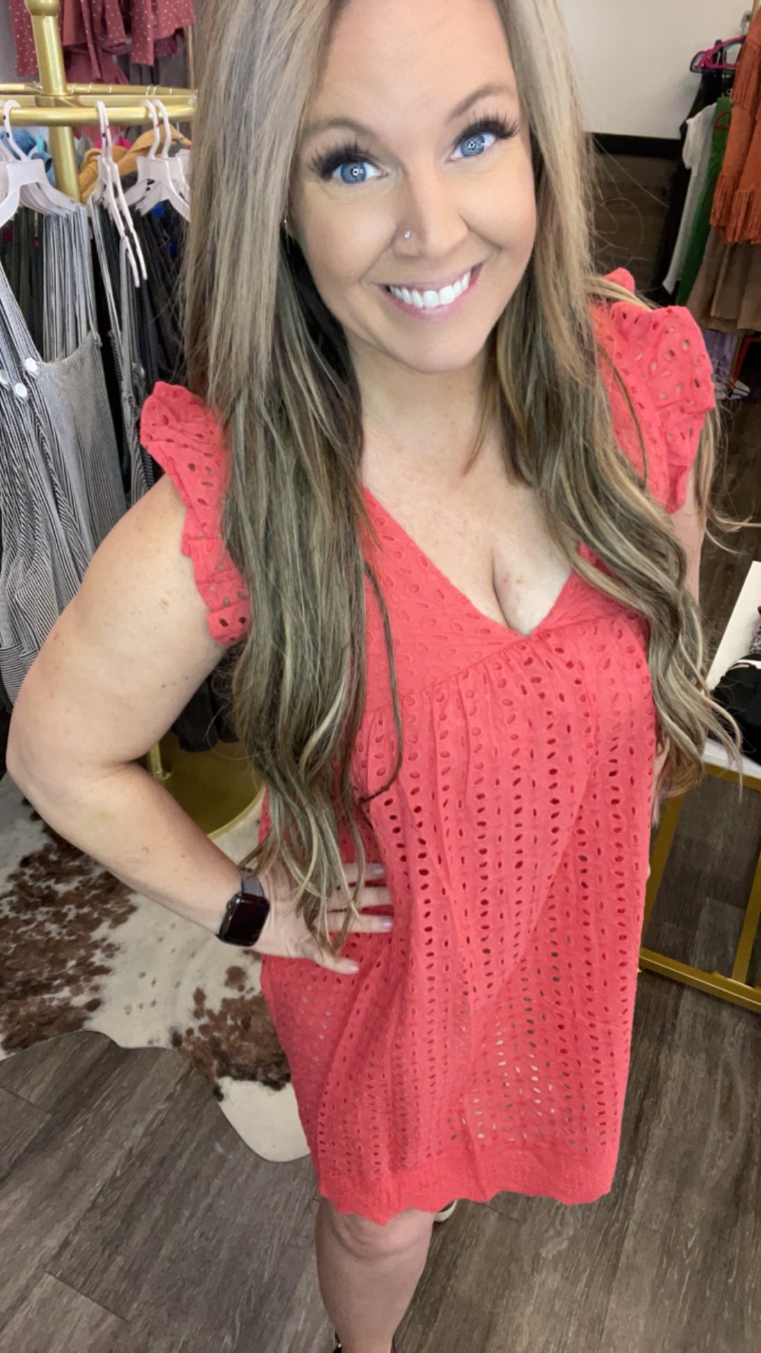 Cotton Eyelet Pocketed Dress