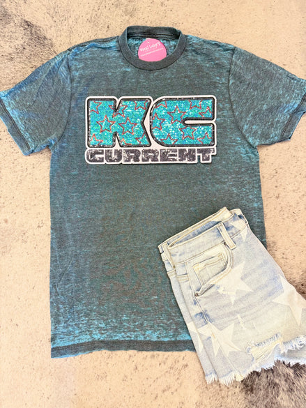 KC Star Current Burnout Tee w/Sequin Patch