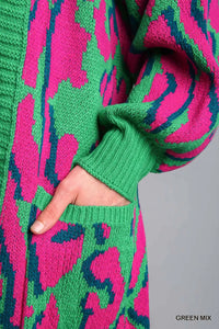 Wine Mix Cardigan Sweater