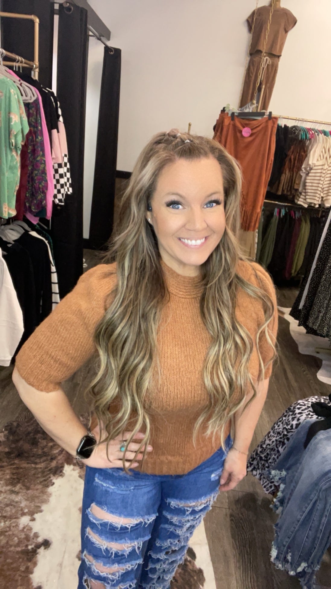 Short Sleeve Sweater with Mock Neck