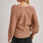 CROSSOVER RIBBED PULLOVER