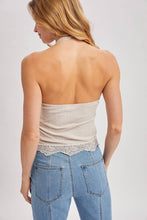 Load image into Gallery viewer, TEXTURED LACE TRIMMED HALTER TOP
