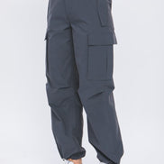 Button Cargo Pants with Elastic Waist Band