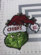 Load image into Gallery viewer, Sequin Grinch Chiefs Kids Size Patch
