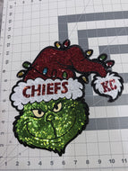 Sequin Grinch Chiefs Kids Size Patch