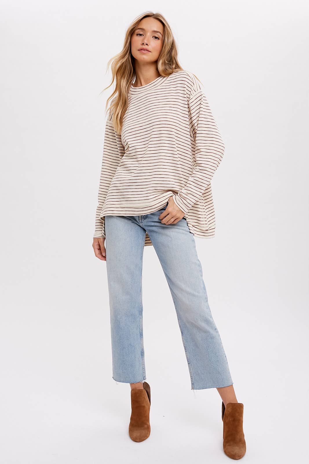 CREWNECK  SLOUCHY STRIPE TOP