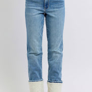 JUDY BLUE High Waisted Shearling Cuff Straight