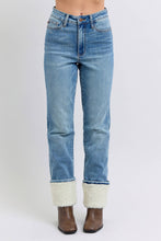 Load image into Gallery viewer, JUDY BLUE High Waisted Shearling Cuff Straight
