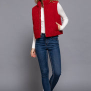 Zip Up Corduroy Puffer Vest w/Sherpa Lining