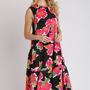 Floral Midi Maxi Dress (Black)