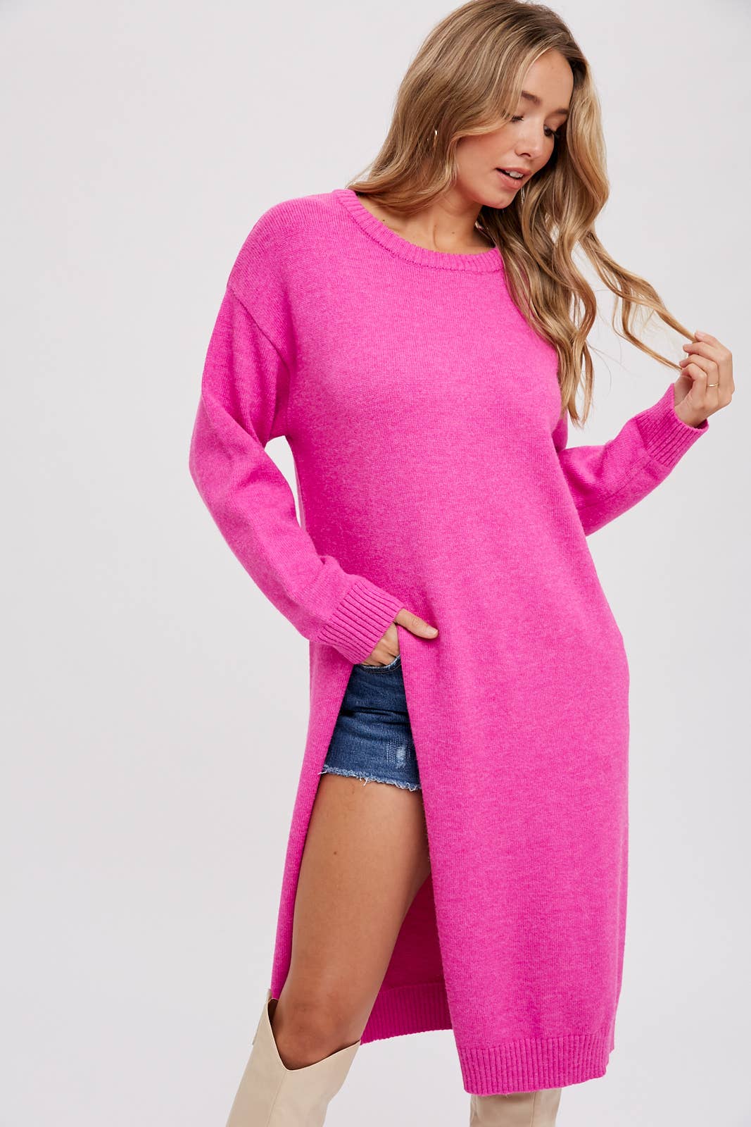 HIGH SLIT LONGLINE PULLOVER