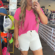 JUDY BLUE High Waisted Rigid Magic Dad Short w/ Cell Phone Back Pkt