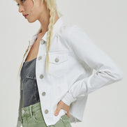 White Frayed Hem Jean Jacket