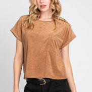 Terry Loose Fit Top with Front Pocket