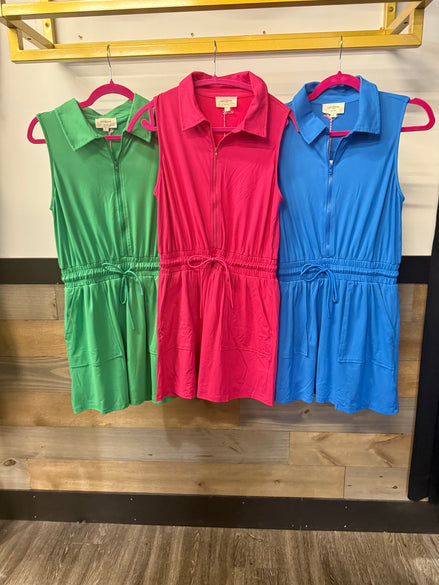 Luxeknit Mini Dress w/Drawstring Tie (Ocean Blue)