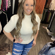 Short Sleeve Sweater with Mock Neck