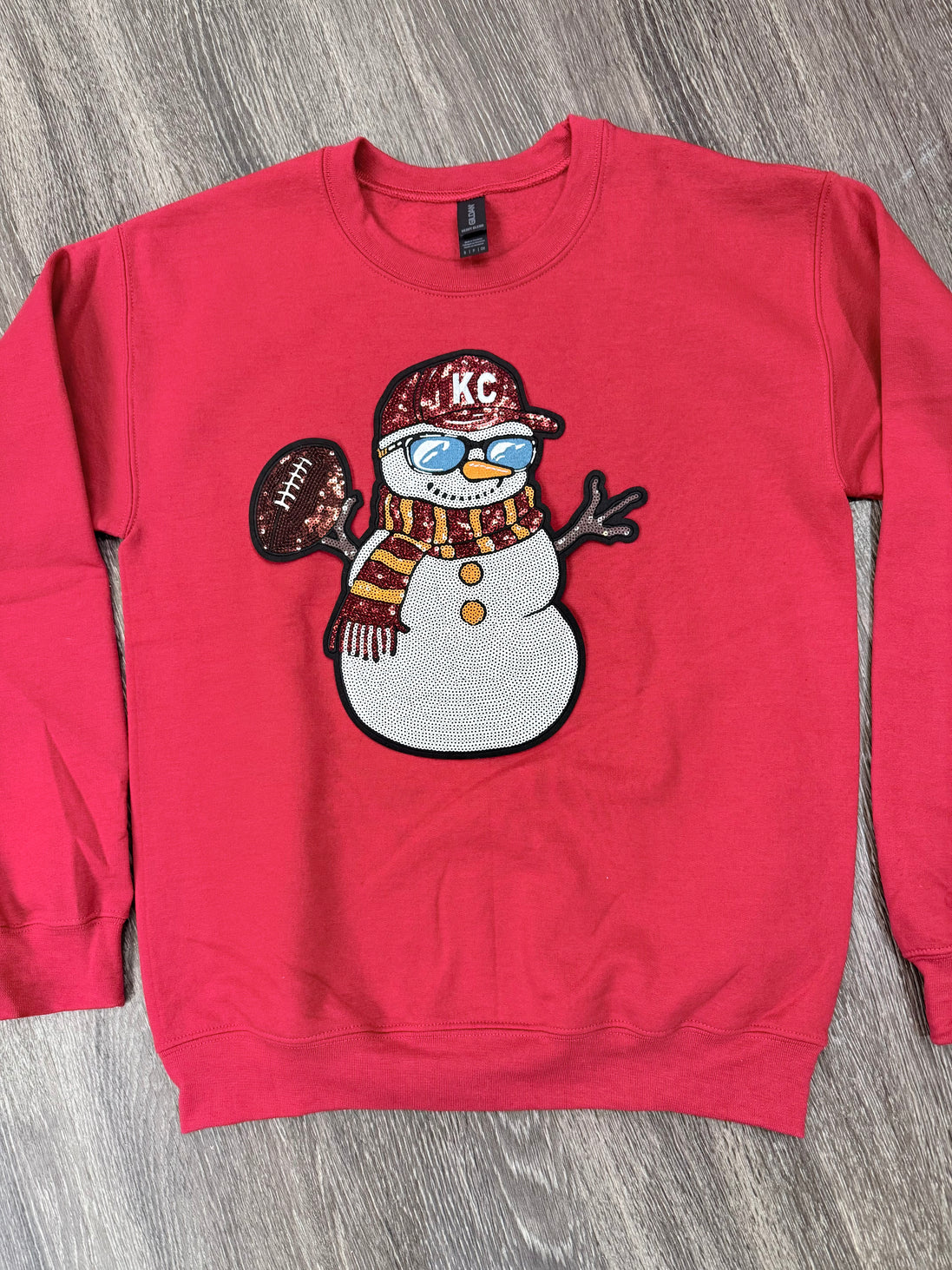 Sequin Holiday Snowman Chiefs Sweatshirt