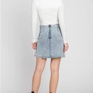 Denim Skirt with Side Slit