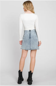 Denim Skirt with Side Slit