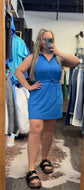Luxeknit Mini Dress w/Drawstring Tie (Ocean Blue)