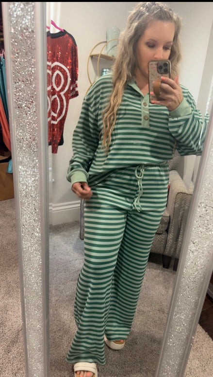 Soft Touch Lightweight Stripe Top ONLY (Wide Leg Pants Sold Separately)