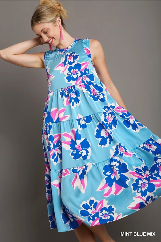 Floral Midi Maxi Dress (Blue)