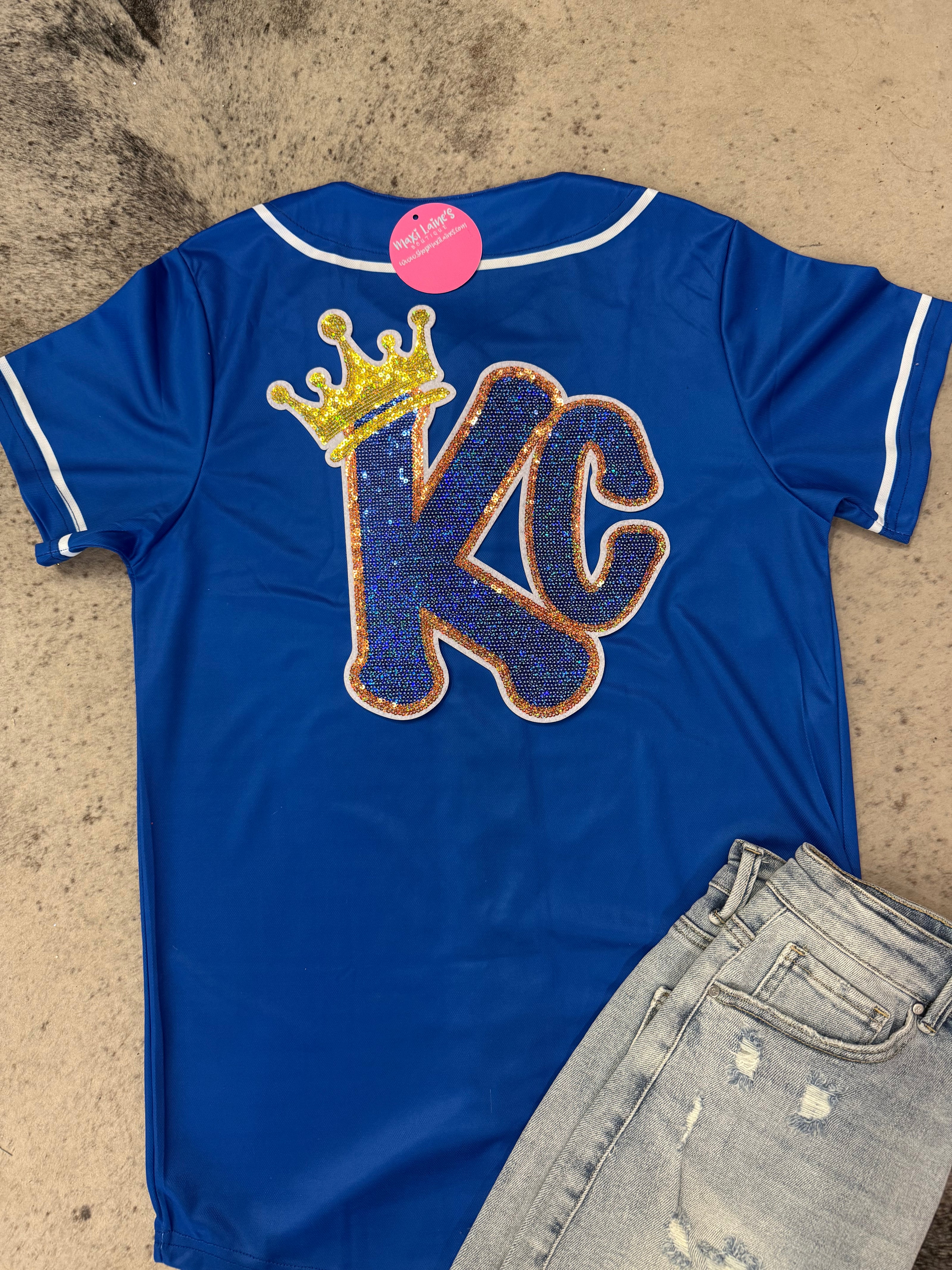 Bubble KC Royals Baseball Jersey w/Sequin KC