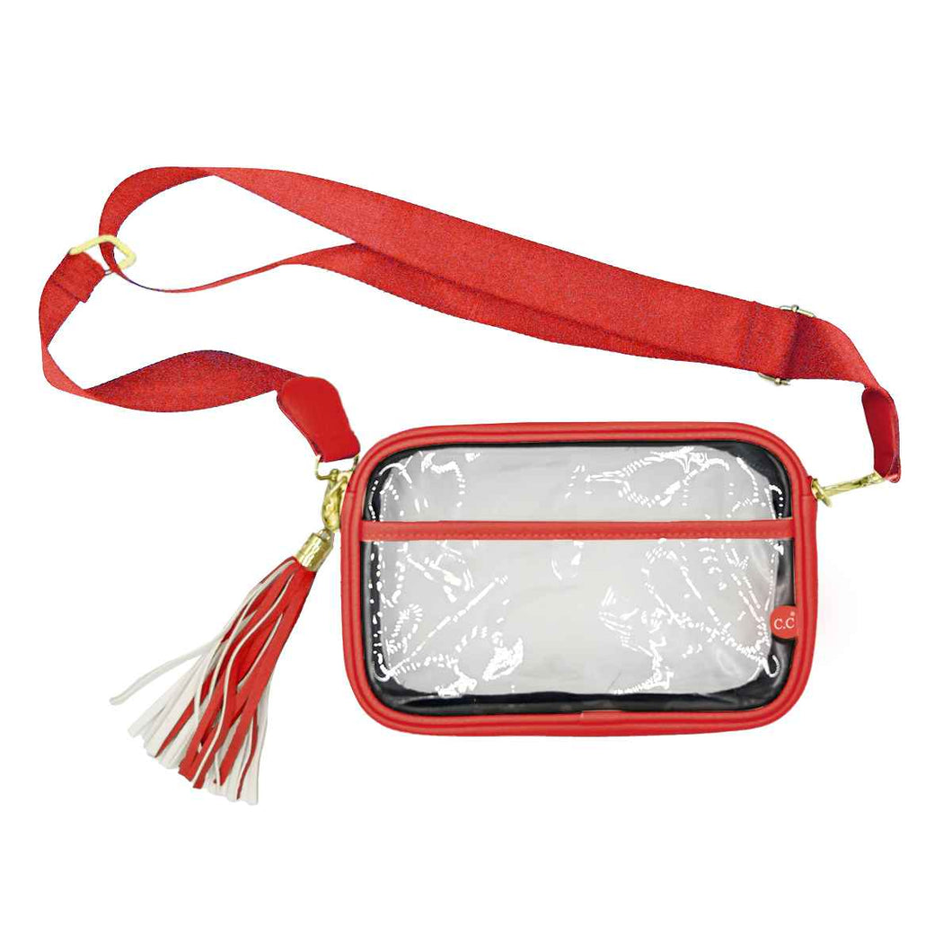 Clear Gameday Crossbody Bag With Tassel