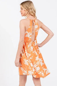 Print Deep V-neck Dress - ND40884A