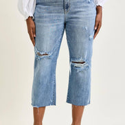 JUDY BLUE High Waisted w/ Destroy Crop Wide Leg - PLUS