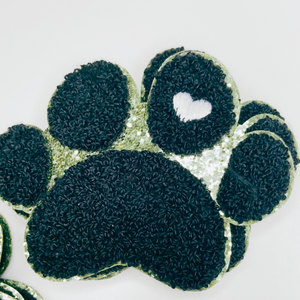 4" Paw Print with Embroidery heart detail - Chenille Patch