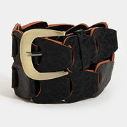 Abstract Faux Leather Chain Belt