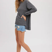 CREWNECK  SLOUCHY STRIPE TOP