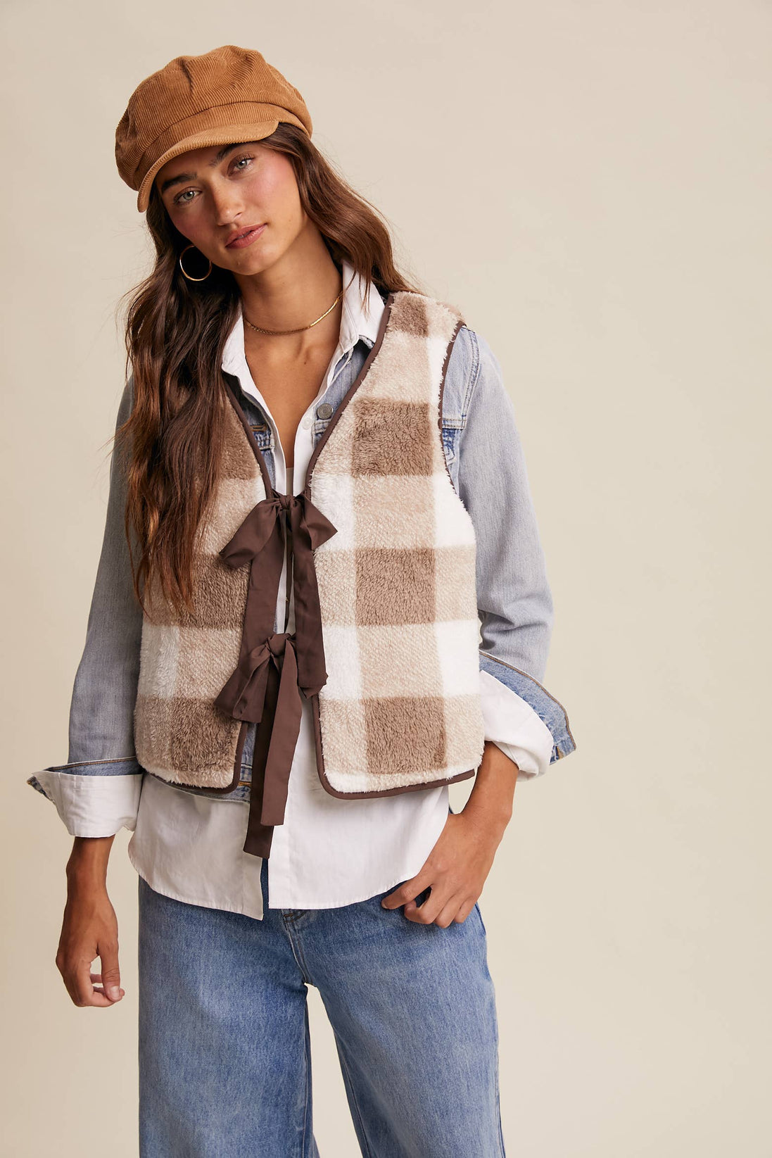 Reversible Tie-Front Fuzzy Vest