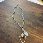 Two Charm Arrowhead Chain Link Necklace- Silver or Gold