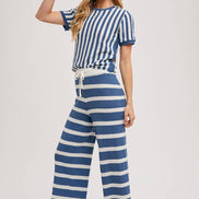 STRIPED KNIT SWEATER TOP AND BOTTOM SETS