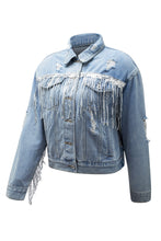 Load image into Gallery viewer, Fringe Denim Jacket
