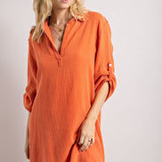 Henley Collared Shirt Dress