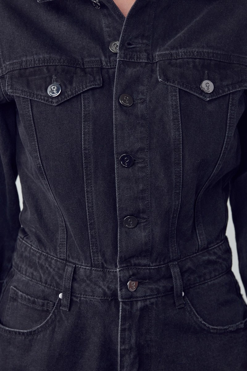 Long Sleeve Denim Jumpsuit